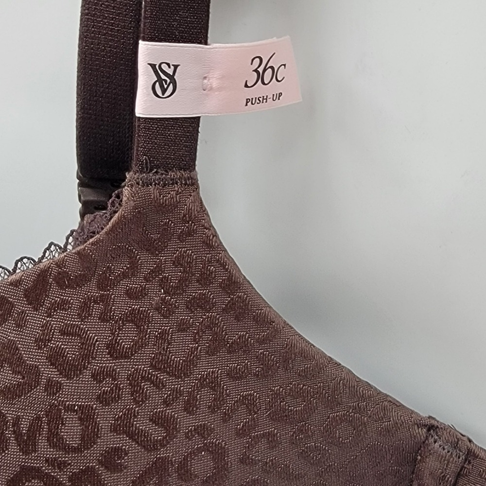 Victoria's Secret Body by Victoria Push Up Bra 36C French Roast Brown Leopard - Picture 4 of 9
